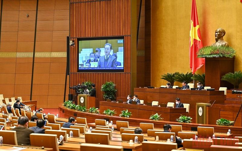 Các đại biểu Quốc hội tham dự phiên thảo luận tại điểm cầu hội trường Diên Hồng ngày 10/1. (Ảnh: LINH KHOA)