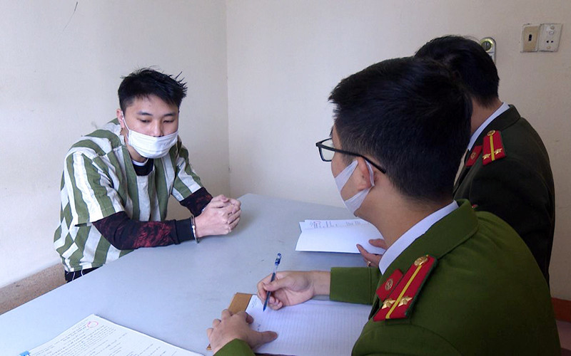 Đối tượng Lê Ngọc Hoàng Anh tại cơ quan công an.