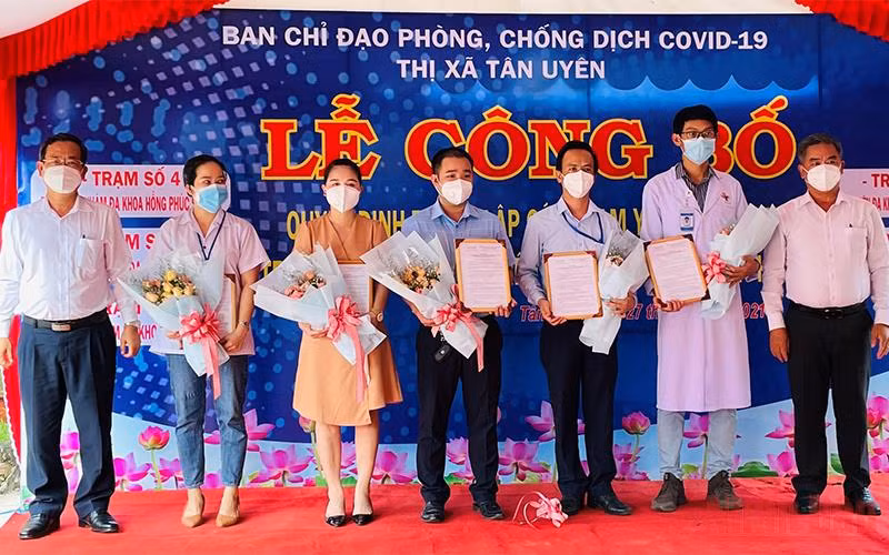 Công bố thêm 5 trạm y tế lưu động trong doanh nghiệp trên địa bàn thị xã Tân Uyên, tỉnh Bình Dương.
