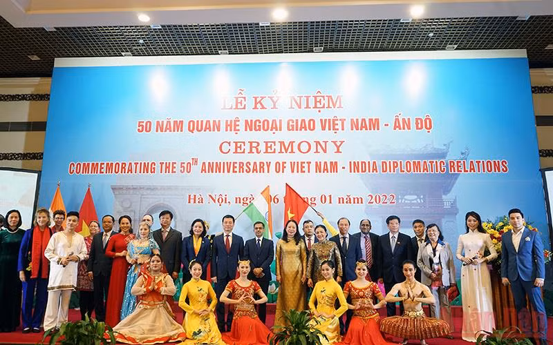 Các đại biểu tham dự Lễ kỷ niệm 50 năm thiết lập quan hệ ngoại giao Việt Nam-Ấn Độ tại Hà Nội. (Ảnh: Đinh Trường)