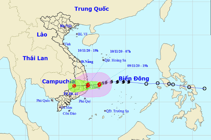 Vị trí và hướng di chuyển của bão số 12. (Nguồn: nchmf.gov.vn)