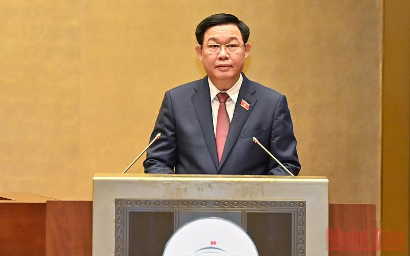 Chủ tịch Quốc hội Vương Đình Huệ phát biểu khai mạc Kỳ họp thứ 2, Quốc hội khóa XV. (Ảnh: DUY LINH - THỦY NGUYÊN)