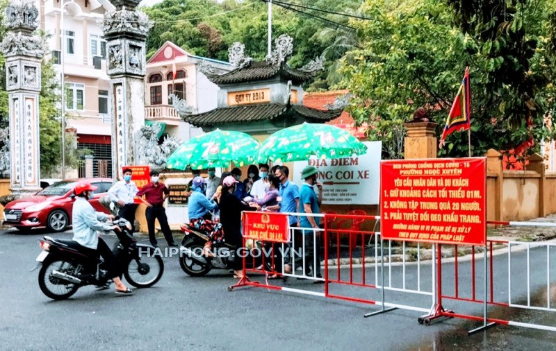 Chốt kiểm soát phòng, chống dịch bệnh tại phường Ngọc Xuyên (quận Đồ Sơn). (Ảnh: Cổng thông tin điện tử TP Hải Phòng)
