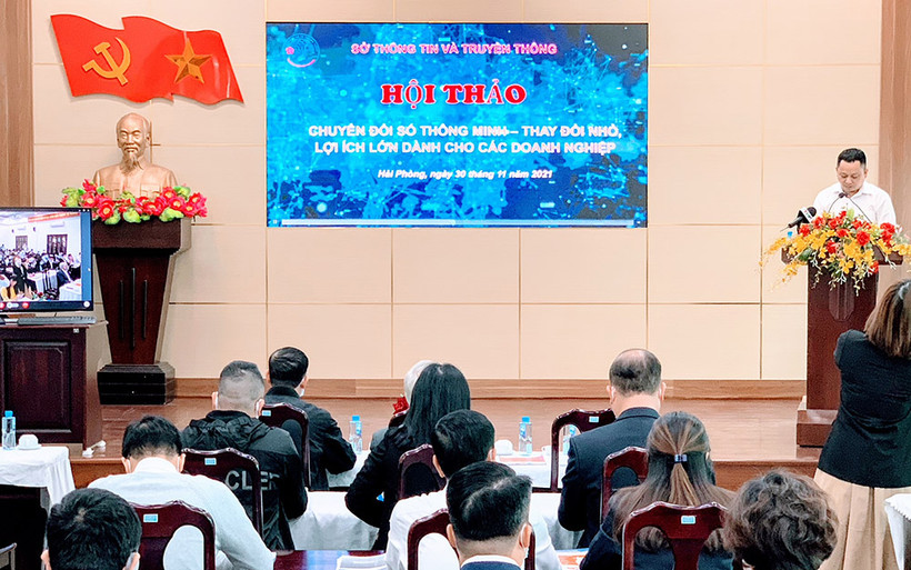 Đông đảo ban, ngành, doanh nghiệp tại Hải Phòng tham dự hội thảo “Chuyển đổi số thông minh- Thay đổi nhỏ, lợi ích lớn”.