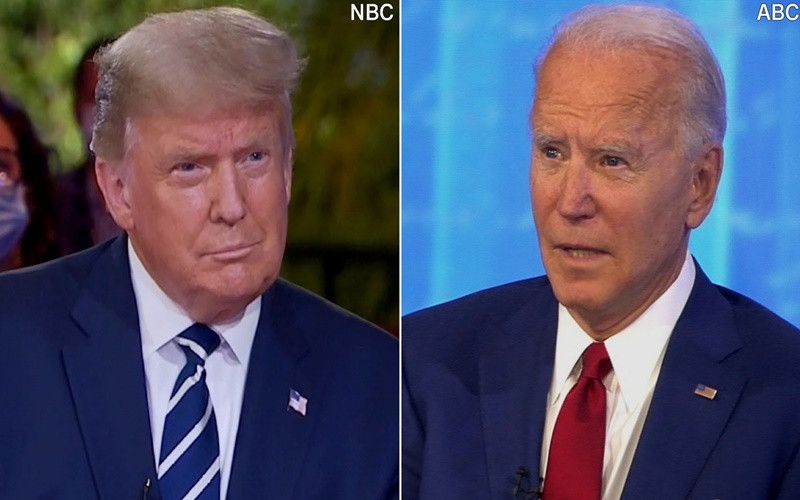 Đương kim Tổng thống Mỹ Donald Trump và cựu Phó Tổng thống Mỹ Joe Biden. (Ảnh: CNN)