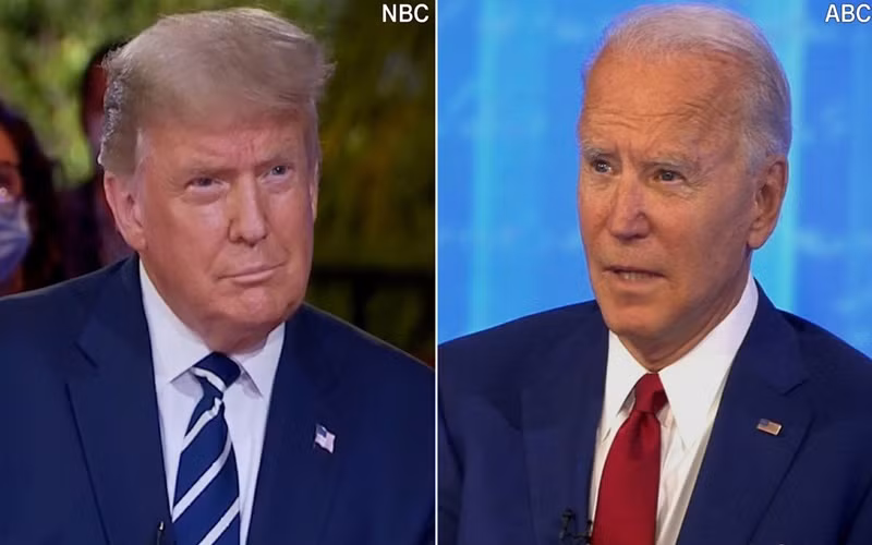 Đương kim Tổng thống Mỹ Donald Trump và cựu Phó Tổng thống Mỹ Joe Biden. (Ảnh: CNN)