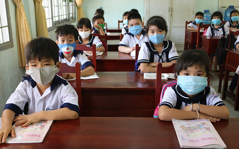 Giờ học của học sinh Trường tiểu học Bến Tre, thành phố Bến Tre, tỉnh Bến Tre.