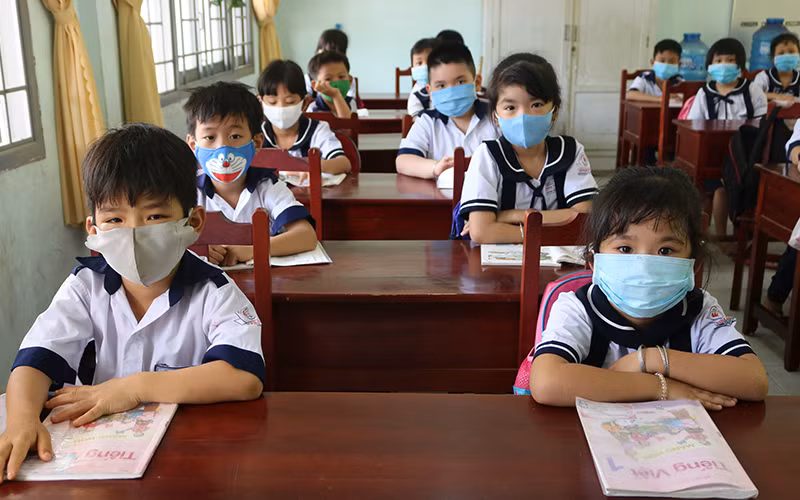 Giờ học của học sinh Trường tiểu học Bến Tre, thành phố Bến Tre, tỉnh Bến Tre.