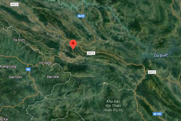 Vị trí tâm chấn của động đất.