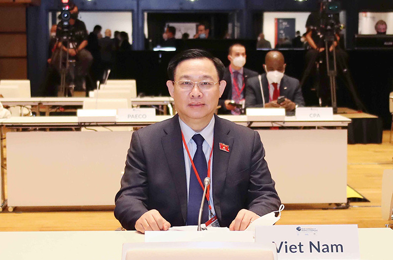 Chủ tịch Quốc hội Vương Đình Huệ tại Hội nghị. (Ảnh: Doãn Tấn/quochoi.vn)