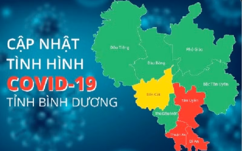 Bản đồ về tình hình Covid-19 tỉnh Bình Dương ngày 11/9. (Ảnh Cổng thông tin điện tử Bình Dương).