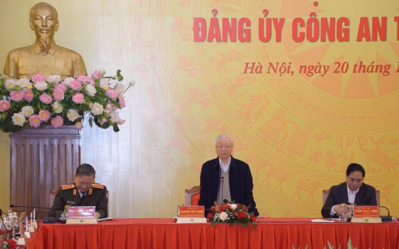 Tổng Bí thư Nguyễn Phú Trọng phát biểu ý kiến chỉ đạo tại Hội nghị Đảng ủy Công an Trung ương, ngày 20/12.