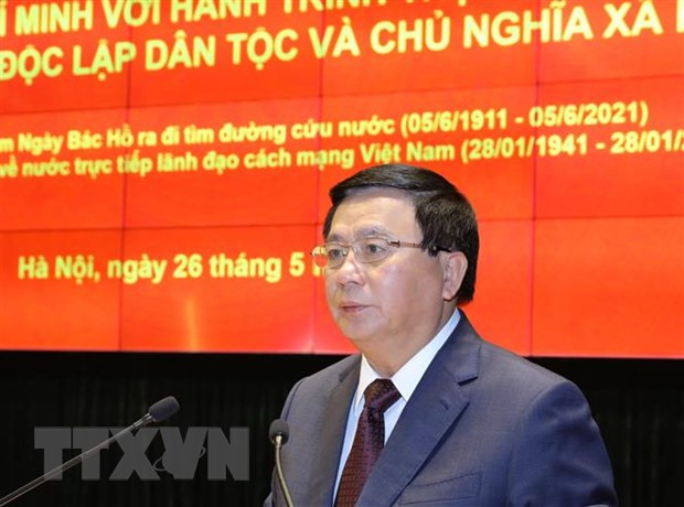 Đồng chí Nguyễn Xuân Thắng, Ủy viên Bộ Chính trị, Giám đốc Học viện Chính trị quốc gia Hồ Chí Minh, Chủ tịch Hội đồng Lý luận Trung ương phát biểu khai mạc và báo cáo đề dẫn Hội thảo. (Ảnh: Nguyễn Điệp/TTXVN)