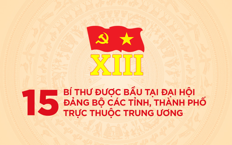 [Infographic] 15 bí thư được bầu tại Đại hội Đảng bộ các tỉnh, thành phố trực thuộc Trung ương