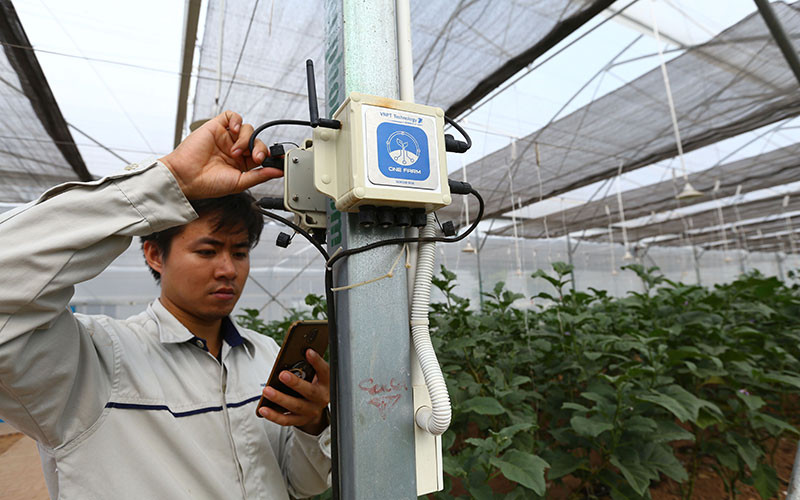 Ứng dụng công nghệ IoT của VNPT Technology phát triển giúp giám sát các thông số môi trường. Ảnh: HỒNG LIÊN