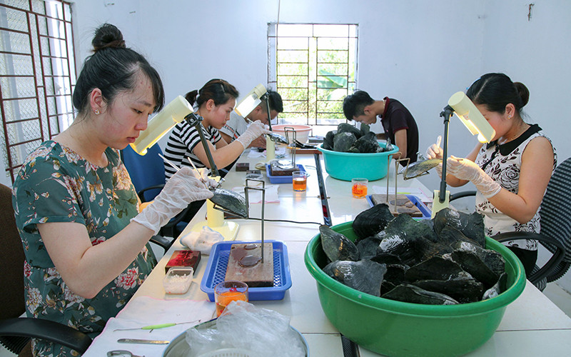 Mô hình nuôi trai nước ngọt lấy ngọc của anh Nguyễn Văn Tùng (xã Hướng Đạo, huyện Tam Dương, tỉnh Vĩnh Phúc) cho thu lãi mỗi năm hơn 300 triệu đồng. (Ảnh KHÁNH LINH)