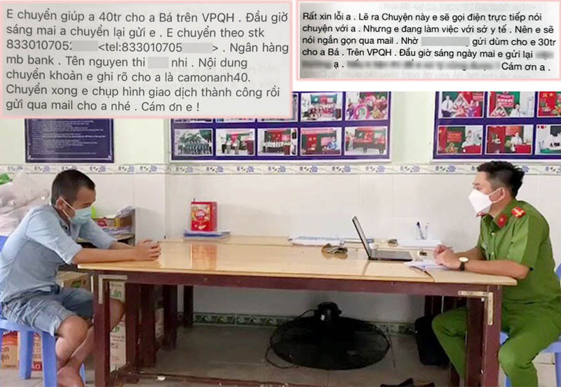 Đối tượng Đặng Thanh Tùng tại cơ quan công an.