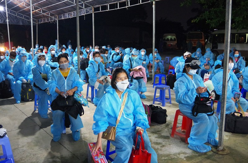 Các công dân hoàn thành thời gian cách ly tại Trường quân sự tỉnh Sóc Trăng.