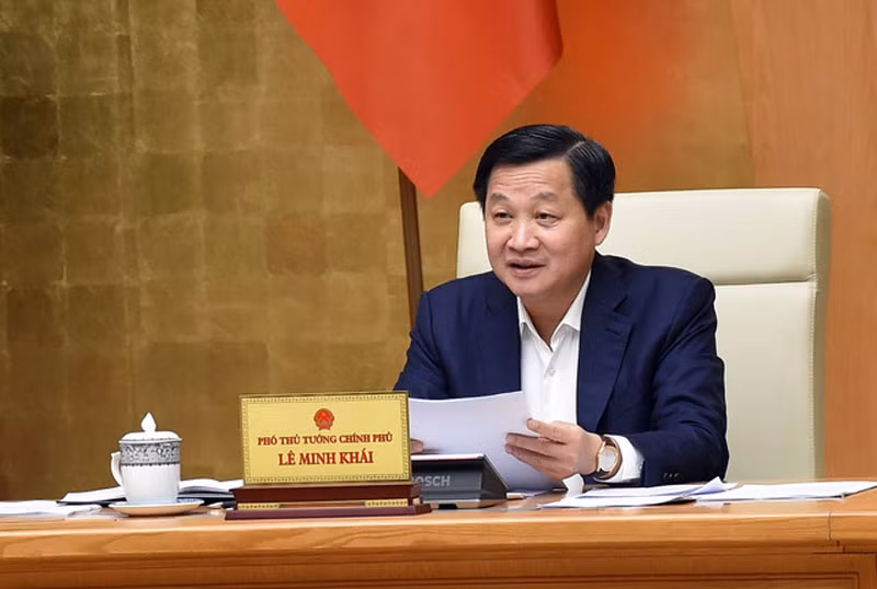 Phó Thủ tướng Lê Minh Khái phát biểu ý kiến tại cuộc họp. (Ảnh: VGP)