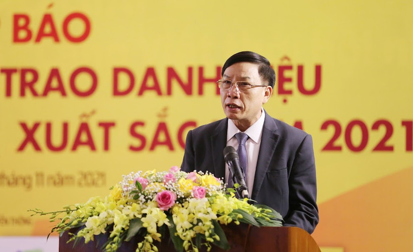 Ông Nguyễn Hồng Sơn – Trưởng Ban Tuyên giáo Trung ương Hội Nông dân Việt Nam phát biểu tại họp báo công bố Lễ tôn vinh và trao danh hiệu "Nông dân Việt Nam xuất sắc 2021" và chuỗi sự kiện thuộc Chương trình Tự hào Nông dân Việt Nam 2021.