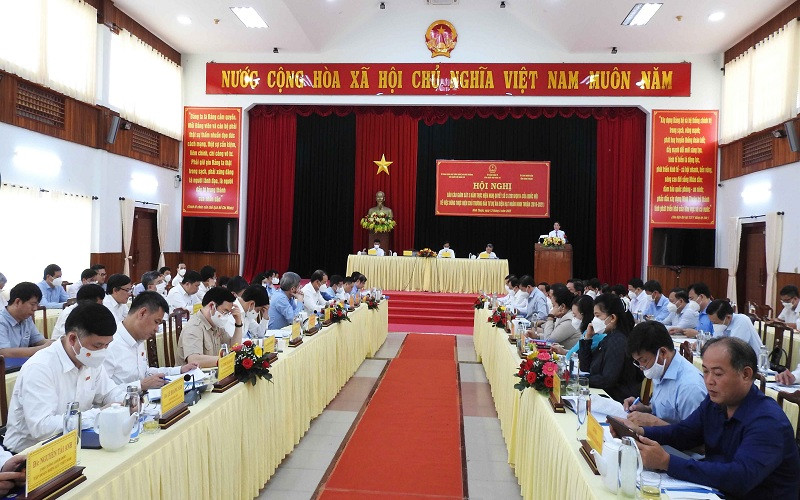 Quang cảnh Hội nghị về giám sát 5 năm thực hiện Nghị quyết số 31/2016/QH14 của Quốc hội về việc dừng thực hiện chủ trương đầu tư Dự án điện hạt nhân Ninh Thuận (2016-2021).