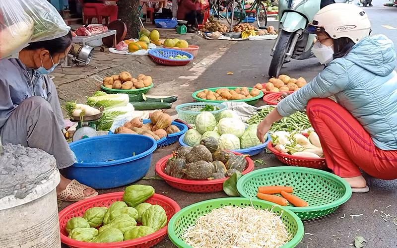 Tại các chợ truyền thống ở Thái Bình,mặt hàng rau, củ, quả hiện khá đắt đỏ.
