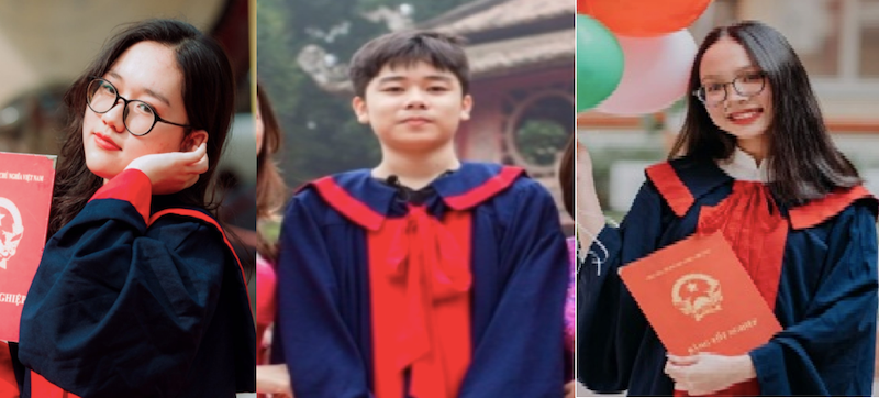 Từ trái qua: Vũ Ngọc Bảo Hân, Trần Tùng Bách, Đỗ Hương Giang. Ảnh: Sở GD-ĐT Hà Nội
