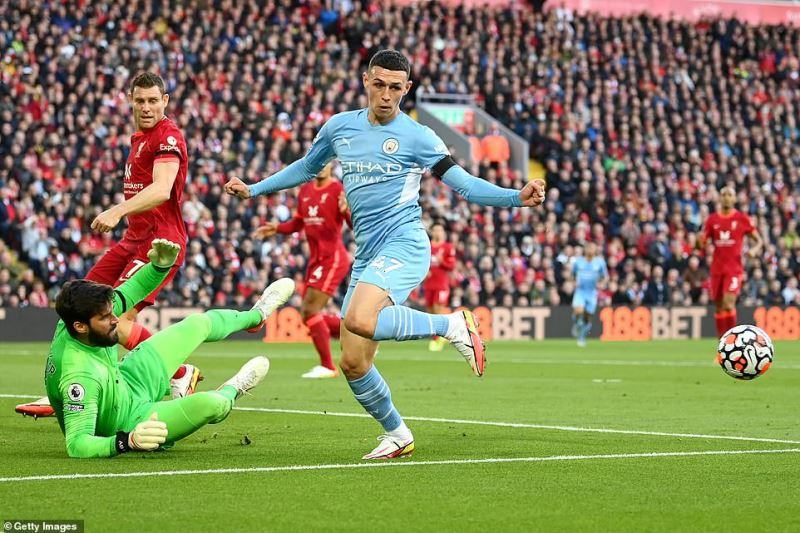 Phil Foden là một trong 4 cầu thủ ghi bàn ở trận hòa 2-2 giữa Liverpool và Man City. (Ảnh: Daily Mail)