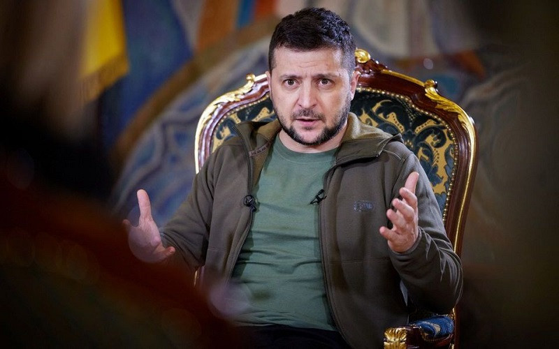 Tổng thống Ukraine Volodymyr Zelensky trong 1 cuộc phỏng vấn với truyền thông ngày 21/3/2022. (Ảnh: Dịch vụ báo chí của Tổng thống Ukraine/Reuters)