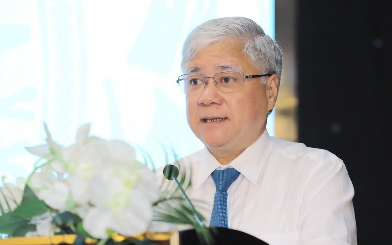 Bí thư Trung ương Đảng, Chủ tịch Ủy ban Trung ương Mặt trận Tổ quốc Việt Nam Đỗ Văn Chiến phát biểu tại Hội nghị.