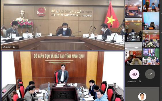 Hội nghị được thực hiện bằng hình thức trực tuyến. (Nguồn: Bộ Giáo dục và Đào tạo)