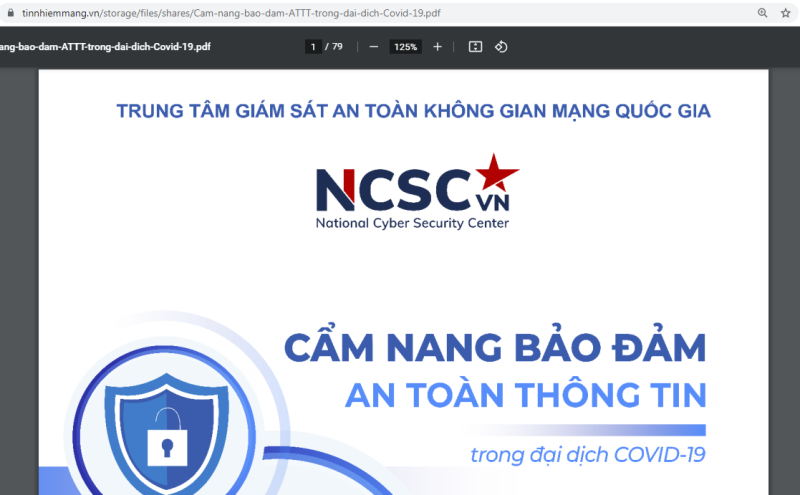 Trang web cẩm nang "Bảo đảm an toàn thông tin trong đại dịch Covid-19". (Ảnh chụp màn hình)
