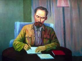 Bức tranh Bác Hồ viết Tuyên ngôn Ðộc lập