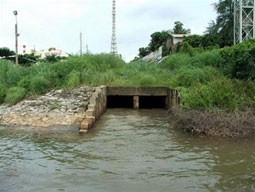 Cống xả nước thải của nhà máy Vedan ra sông Thị Vải.