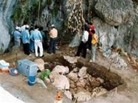 Các nhà khảo cổ làm việc
tại khu khai quật.