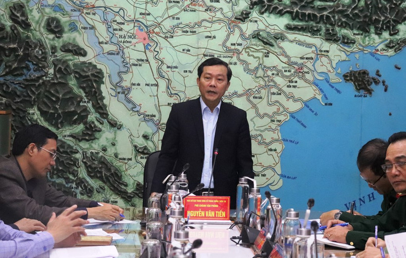 Ông Nguyễn Văn Tiến, Phó Chánh văn phòng Ban chỉ đạo Trung ương về Phòng, chống thiên tai, Phó Tổng cục trưởng Tổng cục Phòng, chống thiên tai phát biểu.