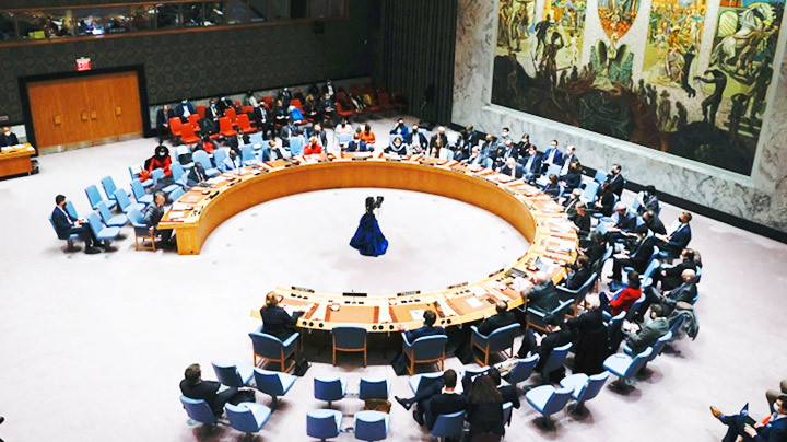 Phiên bỏ phiếu của HĐBA LHQ về thiết lập quan hệ chính thức với Afghanistan. Ảnh: EPA