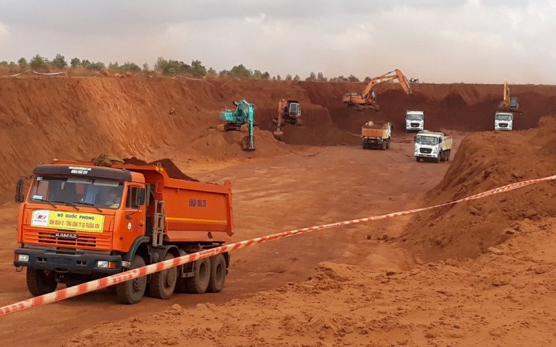 Thi công san nền sân bay Long Thành. (Ảnh: Tổng Công ty ACV cung cấp)