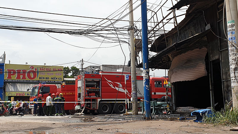 Hiện trường vụ cháy làm ba người tử vong.