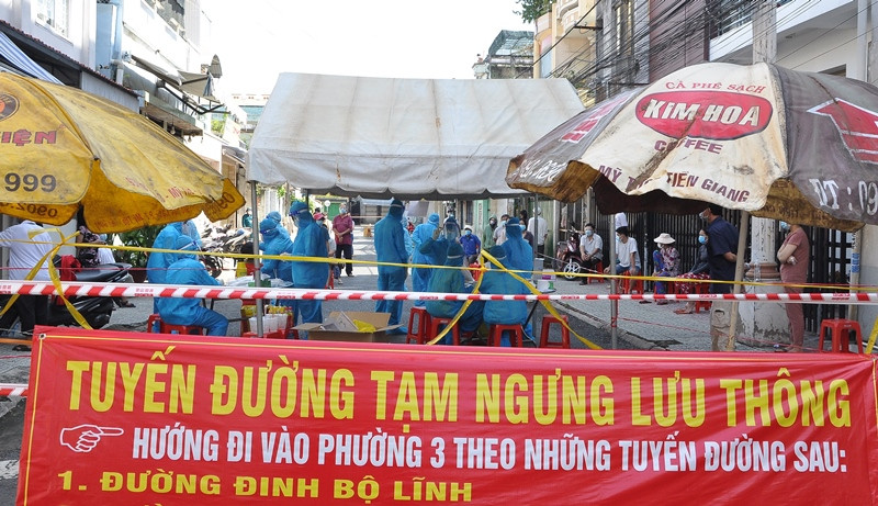 TP Mỹ Tho (Tiền Giang) phong tỏa phường 8, tiến hành xét nghiệm cho người dân quy mô lớn.