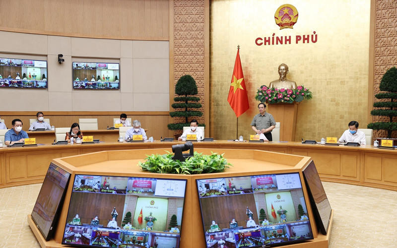 Thủ tướng Phạm Minh Chính chủ trì cuộc họp. (Ảnh: Dương Giang/TTXVN)