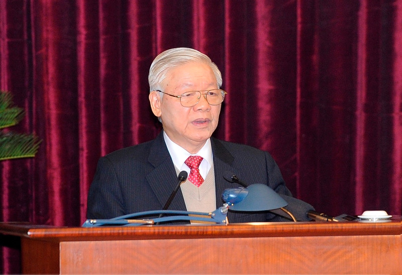 Tổng Bí thư, Chủ tịch nước Nguyễn Phú Trọng phát biểu khai mạc hội nghị. (Ảnh: ĐĂNG KHOA)