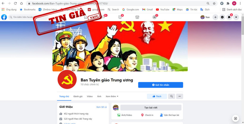 Fanpage giả mạo Ban Tuyên giáo Trung ương.