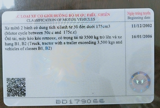 Từ 1-6, bằng lái xe mới phải có mã quét QR 