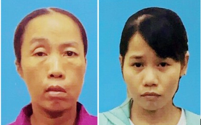 Trần Thị Cẩm (trái) và Trần Thị Thu Hà (Ảnh do công an cung cấp)