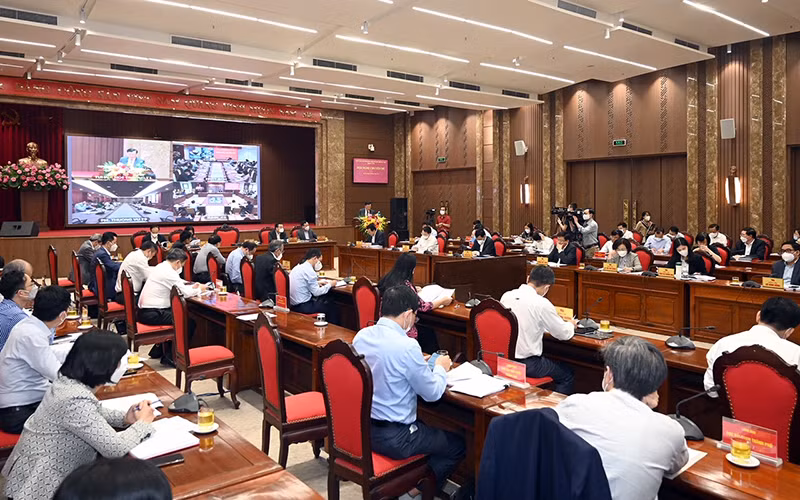 Quang cảnh hội nghị chuyên đề Ban Chấp hành Đảng bộ thành phố Hà Nội khóa XVII. (Ảnh: Duy Linh)