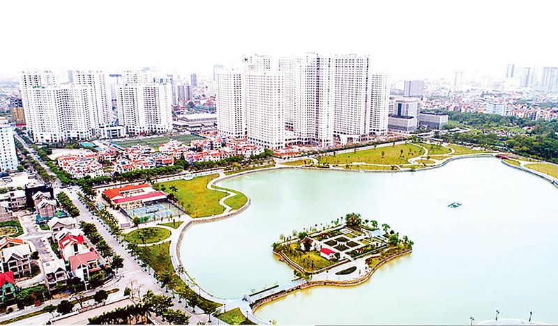 Một góc khu đô thị Thành phố giao lưu (quận Bắc Từ Liêm). Ảnh: Nguyên Hoa