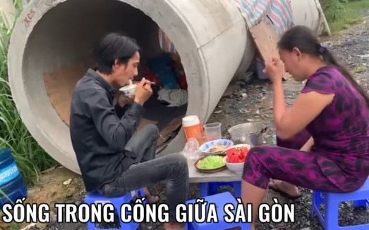 Hình ảnh anh B và chị L xuất hiện trên mạng xã hội (ảnh được cắt từ clip trên mạng xã hội).