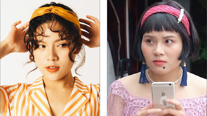 Diễn viên Ánh Tuyết và tạo hình vai Ngọc Diệp trong phim “Hương vị tình thân”.