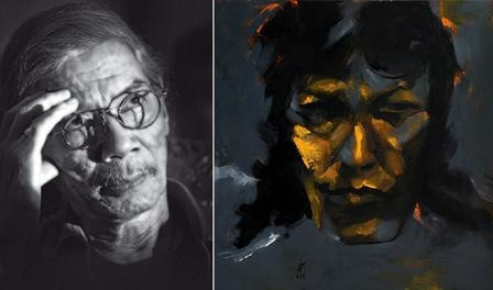 NSND Doãn Hoàng Giang và Tự họa của Doãn Hoàng Lâm